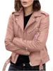 Fitaylor Spring Autumn Women PU Leather Jacket Casual Lady Windproof Motorcycle Leather Coat Plus Size S-5XL