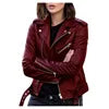 Fitaylor Spring Autumn Women PU Leather Jacket Casual Lady Windproof Motorcycle Leather Coat Plus Size S-5XL