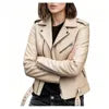 Imitation Leather Women Slim Sashes Casual Biker Jackets Outwear Female Tops BF Style Black Leather Jacket Coat