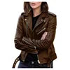 Fitaylor Spring Autumn Women PU Leather Jacket Casual Lady Windproof Motorcycle Leather Coat Plus Size S-5XL