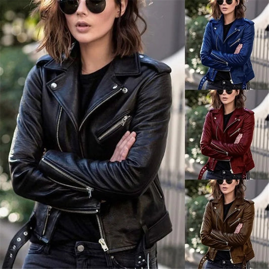 Leather Jacket Women's New Top Autumn Short Spring PU Locomotive Suit Slim Winter Leather Jacket